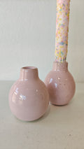 Bornholms Keramik Fabrik – Lysestage / Vase Lyserød ø-candleholder